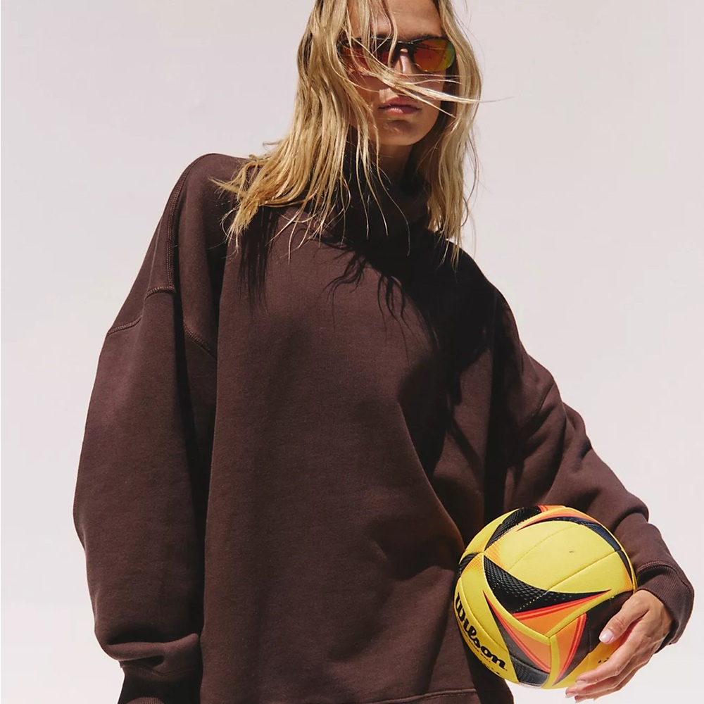 Free People Brown Mock Neck Sweater